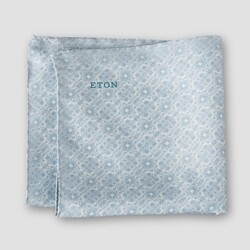 Eton Fine Silk Twill Medallion Pattern Pocket Square Light Blue