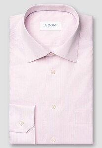Eton Fine Stripe Cotton Signature Twill Overhemd Licht Roze