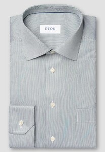 Eton Fine Stripe Cotton Signature Twill Shirt Green