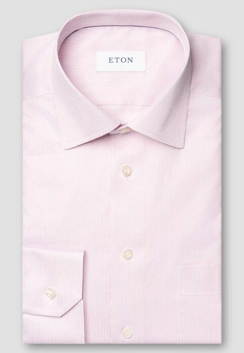 Eton Fine Stripe Cotton Signature Twill Shirt Light Pink