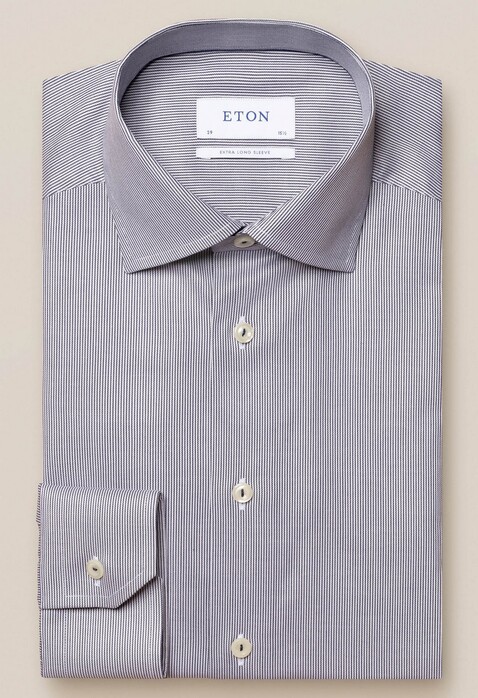 Eton Fine Stripe Cotton Tencel Stretch Twill Shirt Navy