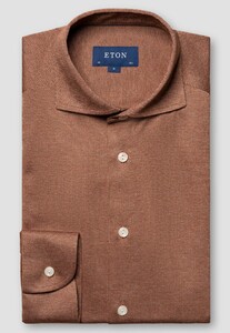 Eton Fine Stripe King Knit Cotton Filo di Scozia Yarn Overhemd Oranje