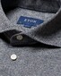 Eton Fine Stripe King Knit Cotton Filo di Scozia Yarn Shirt Navy