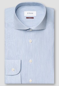 Eton Fine Stripe Lightweight Fine Twill Cotton Overhemd Licht Blauw
