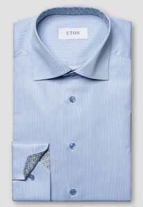 Eton Fine Stripe Signature Twill Cotton Overhemd Blauw