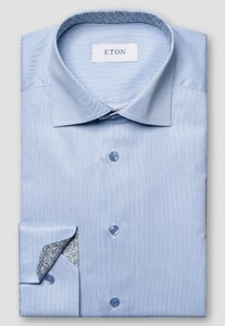 Eton Fine Stripe Signature Twill Cotton Shirt Blue