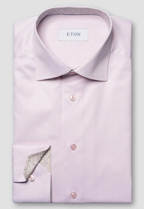 Eton Fine Stripe Signature Twill Cotton Shirt Pink