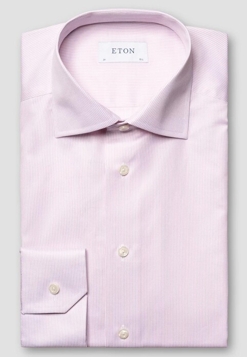 Eton Fine Stripe Signature Twill Overhemd Roze