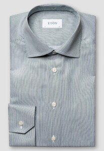 Eton Fine Striped Cotton Signature Twill Overhemd Groen