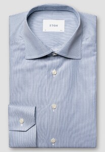 Eton Fine Striped Cotton Signature Twill Shirt Blue