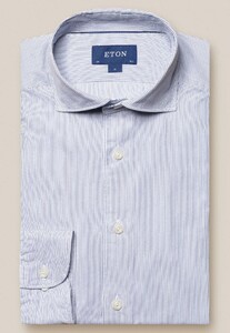 Eton Fine Striped Cotton Tencel Shirt Blue