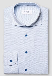 Eton Fine Striped Four-Way Stretch Overhemd Licht Blauw