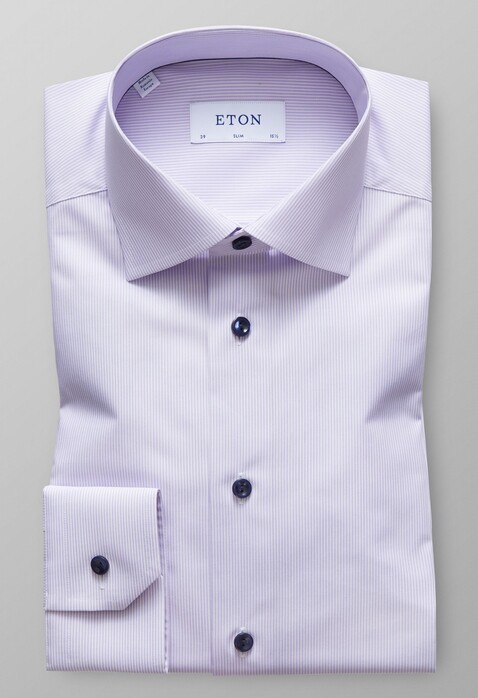 Eton Fine Striped Poplin Shirt Paars Melange