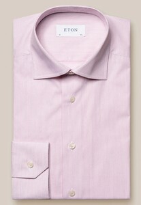 Eton Fine Striped Signature Poplin Organic Cotton Overhemd Roze