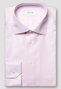 Eton Fine Striped Signature Twill Overhemd Licht Roze