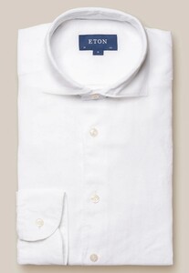Eton Fine Textured Albini Linen Wide Spread Collar Shirt White