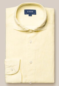 Eton Fine Textured Albini Linen Wide Spread Collar Shirt Yellow