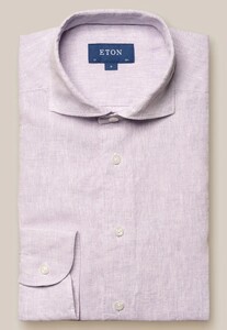 Eton Fine Textured Albini Linnen Wide Spread Collar Overhemd Paars