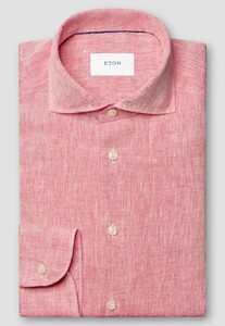Eton Fine Textured Albini Linnen Wide Spread Collar Overhemd Rood Melange