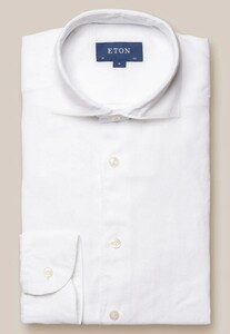 Eton Fine Textured Albini Linnen Wide Spread Collar Overhemd Wit