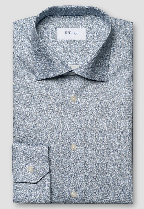 Eton Fine Tonal Floral Pattern Signature Twill Shirt Blue | Jan Rozing  Men's Fashion