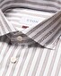 Eton Fine Twill 3D Effect Stripe Shirt Brown