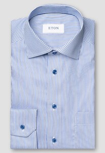 Eton Fine Twill Allover Stripe Cutaway Collar Overhemd Blauw