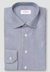 Eton Fine Twill Bengal Stripe Overhemd Donker Blauw