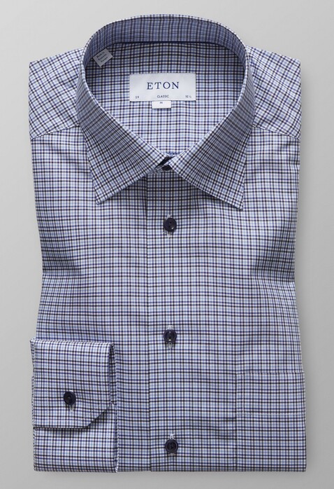 Eton Fine Twill Check Overhemd Paars