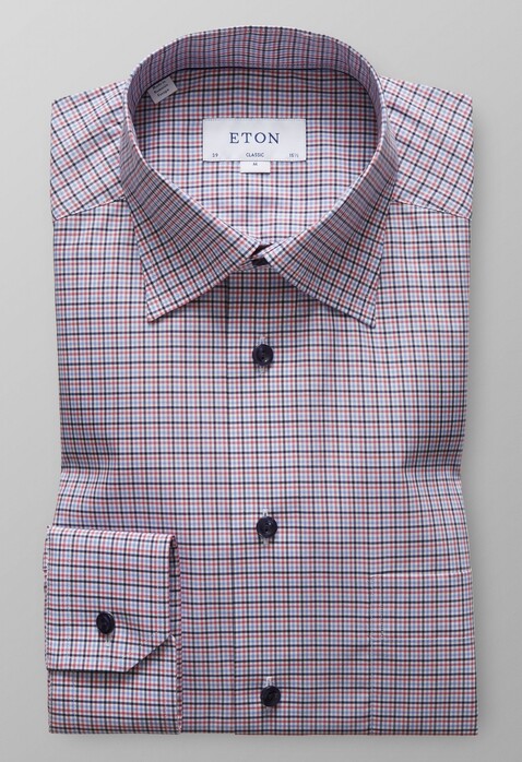 Eton Fine Twill Check Shirt Warm Pink