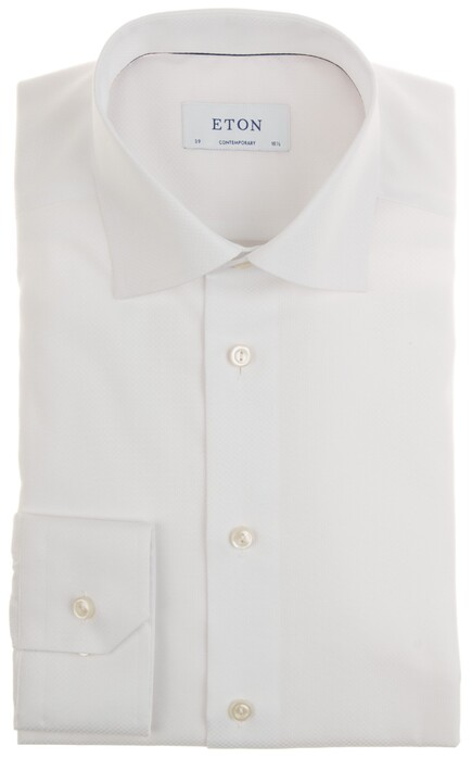 Eton Fine Twill Check Uni Shirt White