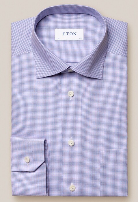 Eton Fine Twill Cutaway Check Shirt Red-Blue