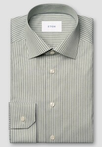 Eton Fine Twill Duo Color Stripe Organic Cotton Shirt Light Green