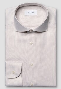Eton Fine Twill Faux-Uni Organic Cotton Overhemd Beige