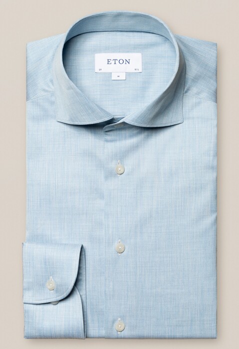 Eton Fine Twill Fine Subtle Fantasy Check Pattern Overhemd Licht Blauw