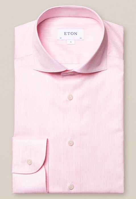 Eton Fine Twill Fine Subtle Fantasy Check Pattern Overhemd Roze