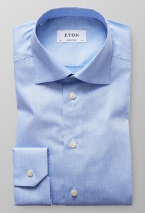 Eton Fine Twill Houndstooth Shirt Pastel Blue Melange