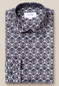 Eton Fine Twill Medallion Pattern Overhemd Blauw-Paars