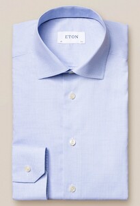 Eton Fine Twill Micro Check Shirt Light Blue