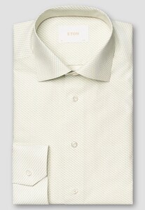 Eton Fine Twill Micro Olive Pattern Mother of Pearl Buttons Overhemd Lichtgeel