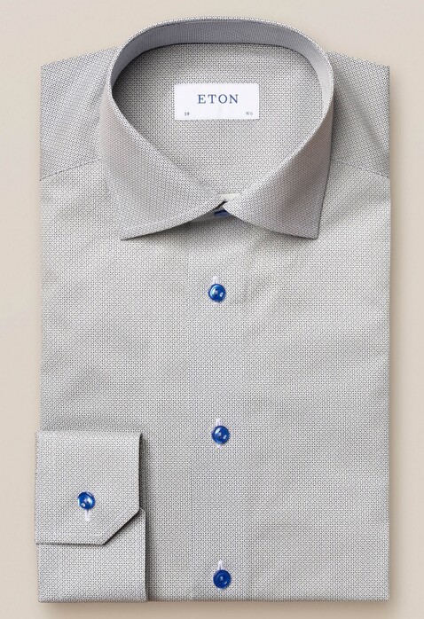 Eton Fine Twill Micro Pattern Overhemd Blauw