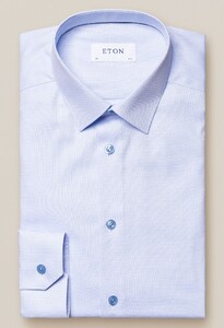 Eton Fine Twill Pattern Uni Overhemd Licht Blauw