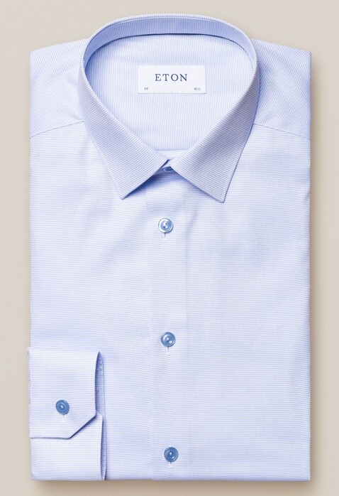 Eton Fine Twill Pattern Uni Shirt Light Blue