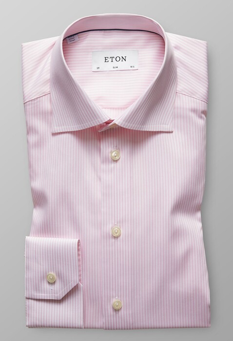 Eton Fine Twill Slim Fit Stripe Overhemd Roze