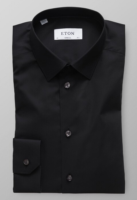 Eton Fine Twill Stretch Super Slim Shirt Black