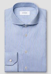 Eton Fine Twill Stripe Extra Long Staple Cotton Overhemd Blauw