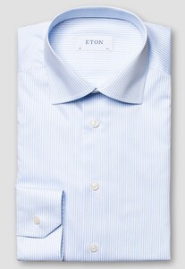 Eton Fine Twill Stripe Extra Long Staple Cotton Shirt Light Blue