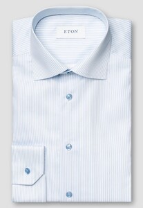 Eton Fine Twill Striped Cotton Shirt Light Blue