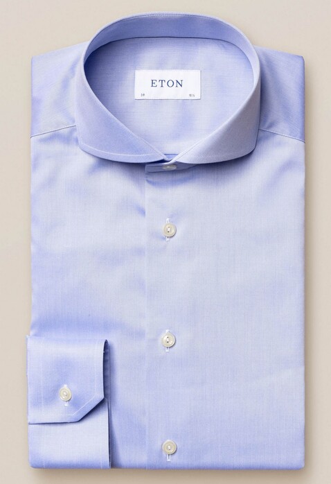 Eton Fine Twill Uni Overhemd Blauw