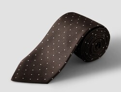 Eton Fine Woven Polka Dot Silk Das Bruin